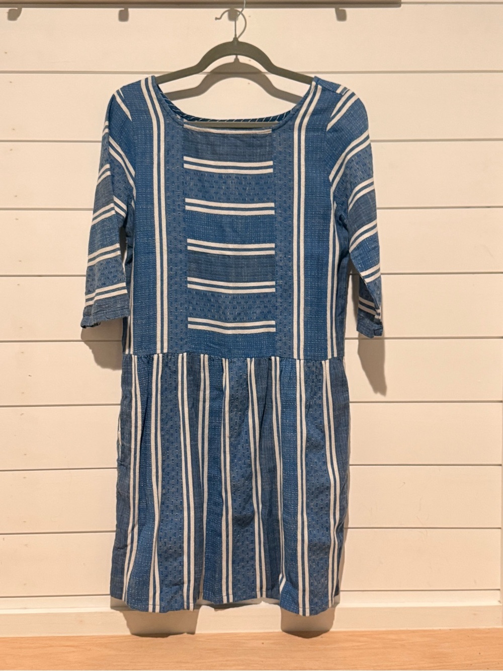 Ace & Jig Organic Cotton Drop-waist Dress Mixed Stripe Blue Size S